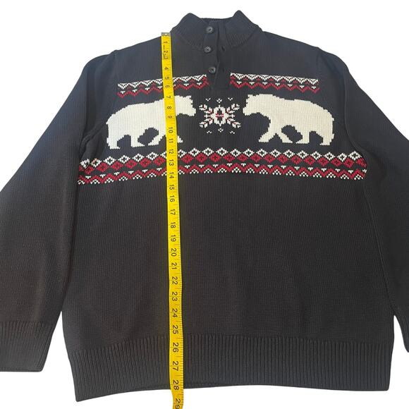 Chaps Men’s Polar Bear Fair Isle Collar Holiday Sweater M Winter Knit Pullover - Picture 5 of 8